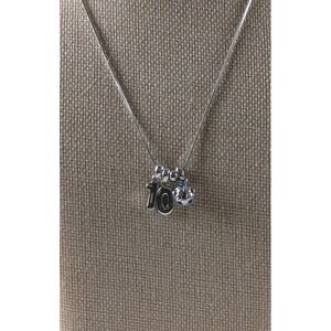 Violet Victoria Sterling Silver Soccer‎ Necklace Number 10 Blue Crystal Charm